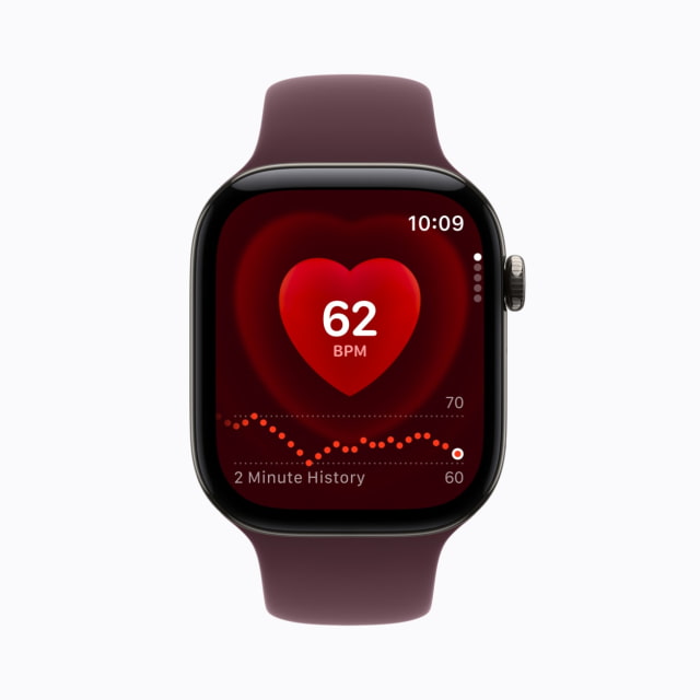 Series 12 showing its heart-rate complication and Heart Rate app