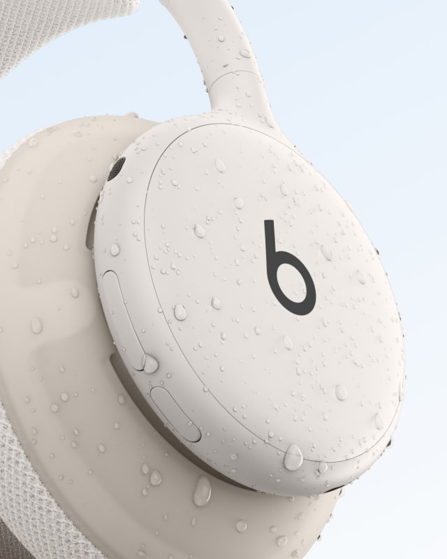 Beats 360 headphones covered with water droplets.