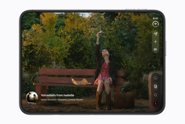 Netflix playing on the unfolded iPhone Duo