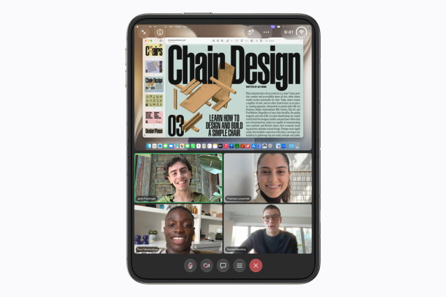 Zoom showing shared content and meeting participants on iPhone Duo