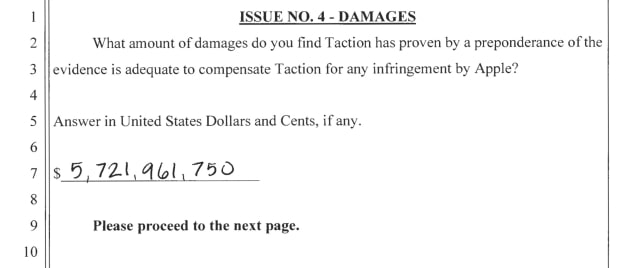 Jury Orders Apple to Pay $5.7 Billion in Taction Haptic Patent Case