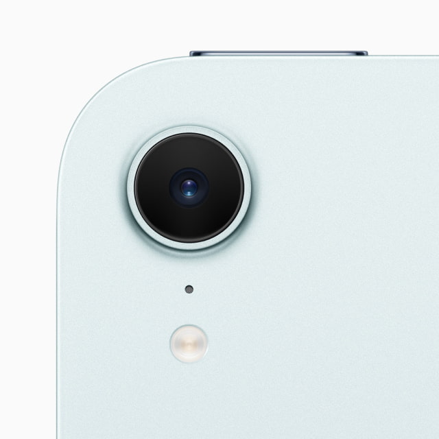 Close-up of the A17 Pro iPad mini's single rear camera.