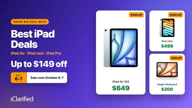 Best iPad Deals for Prime Big Deal Days: iPad Air $649, iPad mini $499
