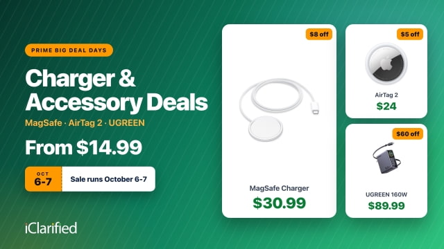 Best Charger and Accessory Deals for Prime Big Deal Days: MagSafe $30.99, AirTag 2 $24