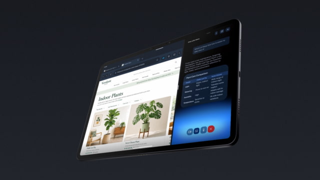 Alexa+ uses the content of a shopping page to compare indoor plants on an Alexa Tablet