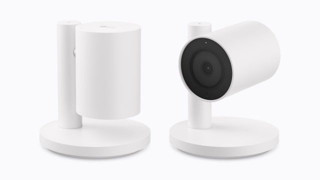 LG Indoor Cam Plug-In with its camera tilted up and down.