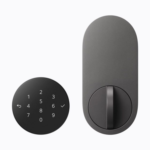 LG Smart Deadbolt Lock keypad and interior mechanism in Essence Graphite.