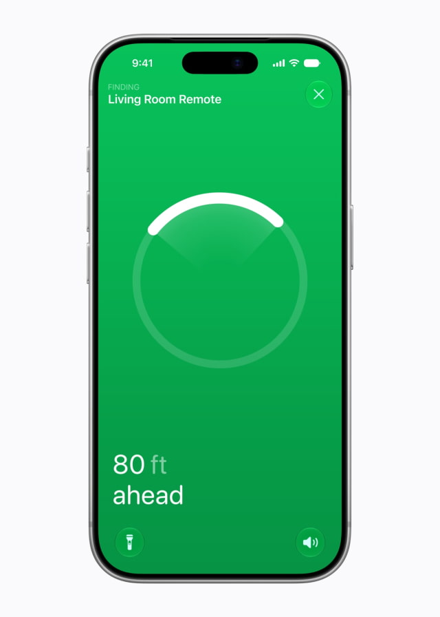 Precision Finding locating a Siri Remote on an iPhone.