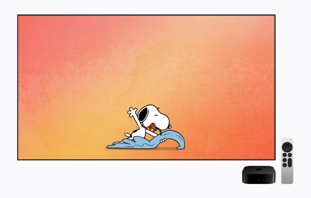 A Snoopy screen saver on Apple TV 4K.