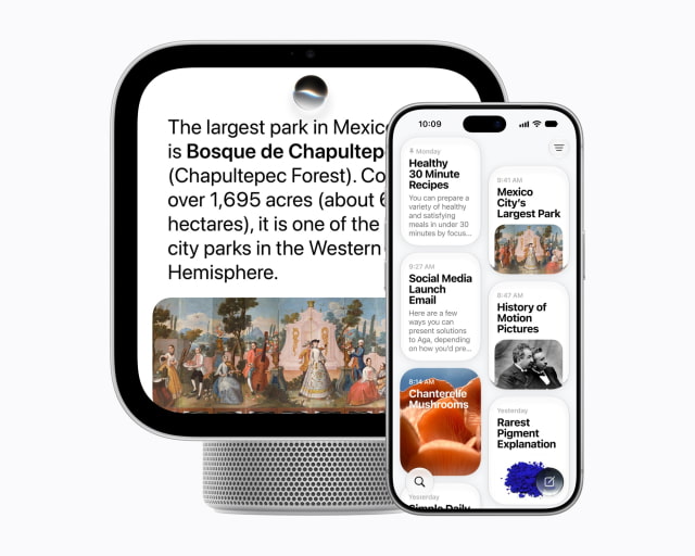 Siri AI is shown on a user's HomeView and iPhone 18 Pro.