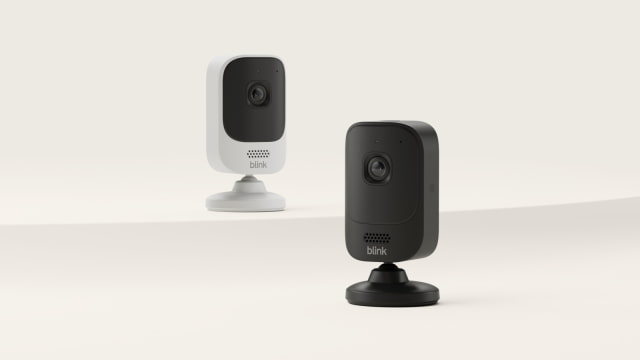 Blink Mini 4K+ security camera in black and white