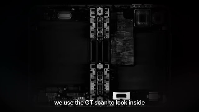 CT image showing iPhone Duo's internal components and central hinge
