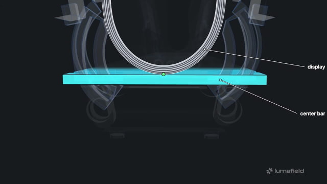 iFixit's illustration of the folded display above a center support bar that has not retracted far enough.