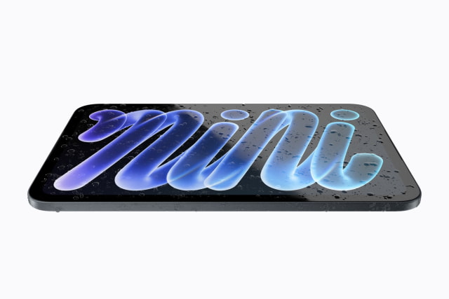 Water droplets on the IP67-rated new iPad mini.