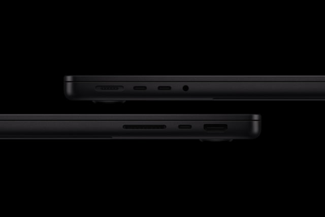 Ports on both sides of the 14-inch MacBook Pro with M6.