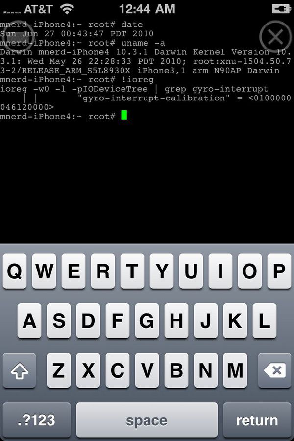 Full Root Shell on iPhone4 [Screenshot]