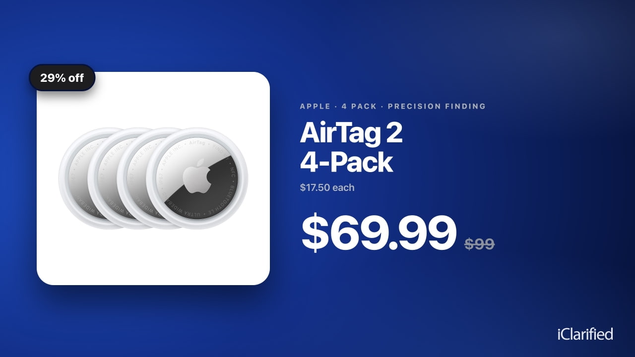 AirTag 2 4-Pack Hits All-Time Low of $69.99 ($29 Off) [Deal]