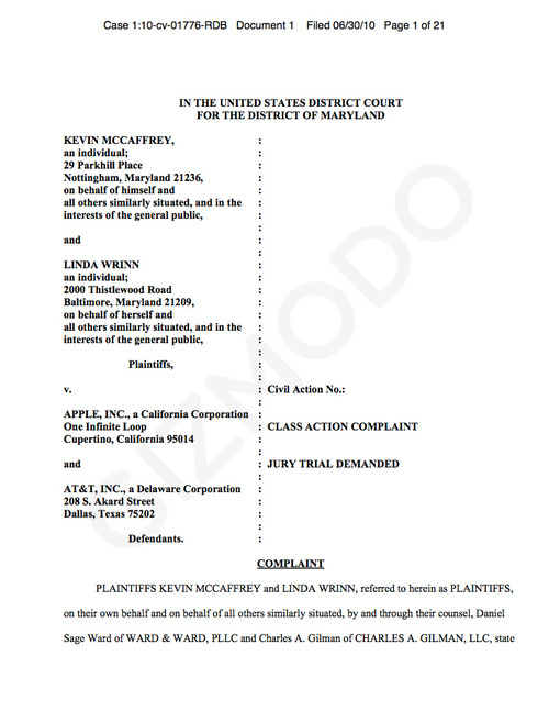 First iPhone 4 Class Action Lawsuit Filed