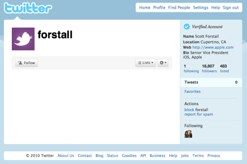 Apple SVP Scott Forstall Joins Twitter