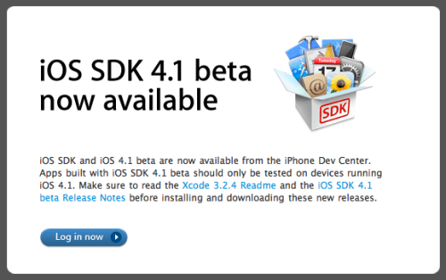Apple udgiver iOS 4.1 betaen til udviklere [Updatering x2]