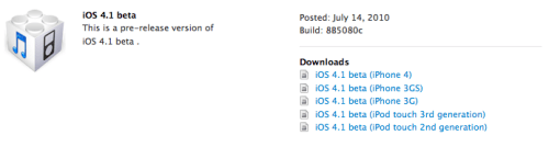 Apple Releases iOS 4.1 Beta to Developers [Update x2]