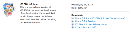 Apple Releases iOS 4.1 Beta to Developers [Update x2]