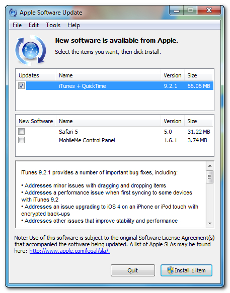 Apple Releases iTunes 9.2.1 Update