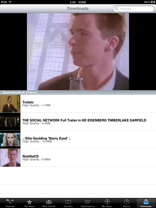 YourTube HD Saves YouTube Videos on Your iPad