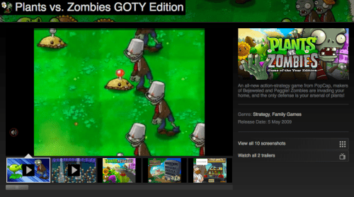 Plants vs. Zombies game released for Mac and PC