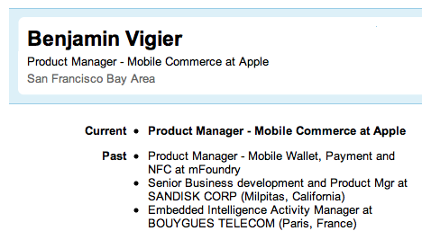 Apple Hires Near Field Communications Expert Benjamin Vigier