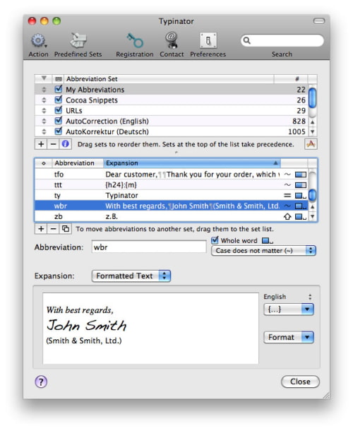 Simplifly Creation of Text Expansions With Presets