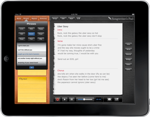 First Ever Songwriter&#039;s App for iPad