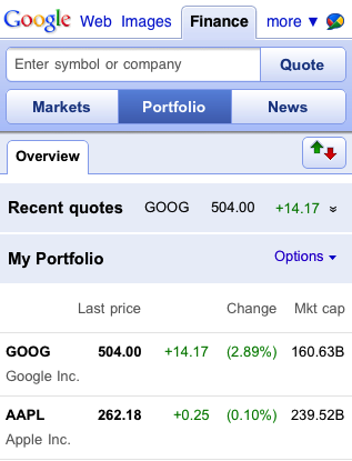 Google Finance Launches as WebApp for the iPhone