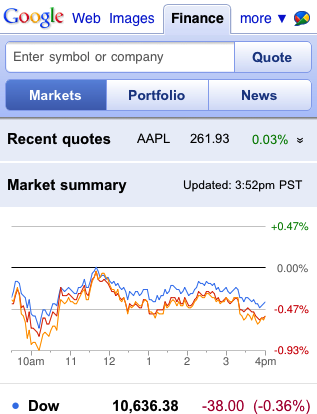 Google Finance Launches as WebApp for the iPhone