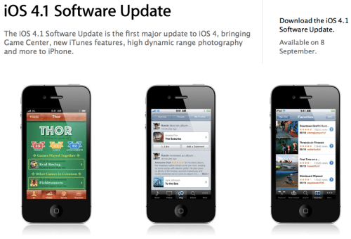 Apple sortira la version 4.1 de iOS le 8 Septembre