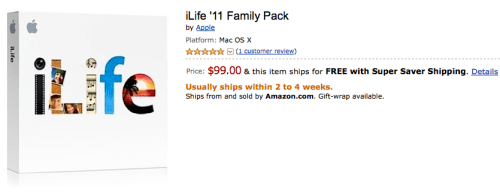 iLife &#039;11 Family Pack Makes Appearance on Amazon
