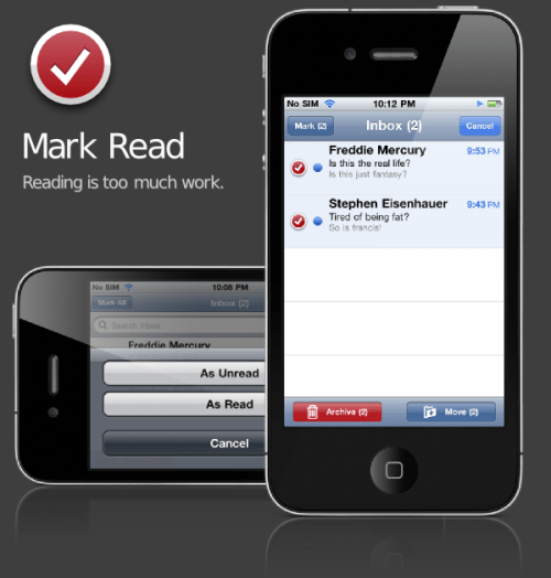 Mark Read Lets You Easily Mark Your iPhone Email as Read