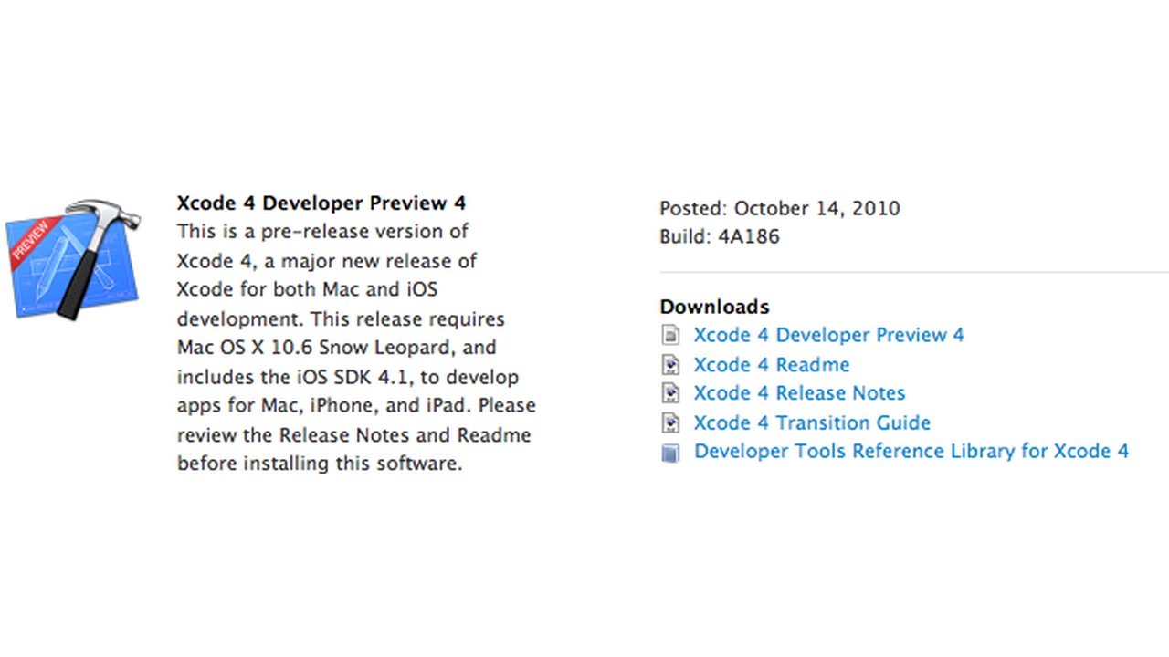 Apple Releases Xcode 4 Preview 4 To Developers - iClarified