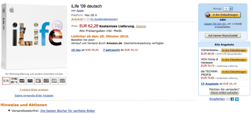 Amazon Leaks Wednesday, Oct 20th as Release Date for iLife?