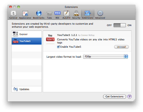 Safari Extension Converts All YouTube Videos to HTML5