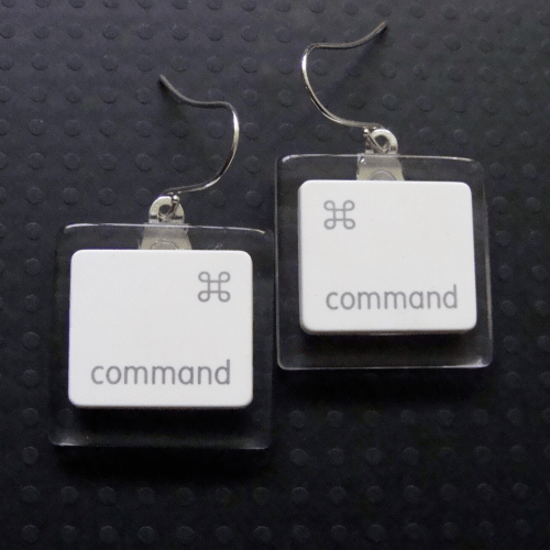 White Macbook Command Key Earrings