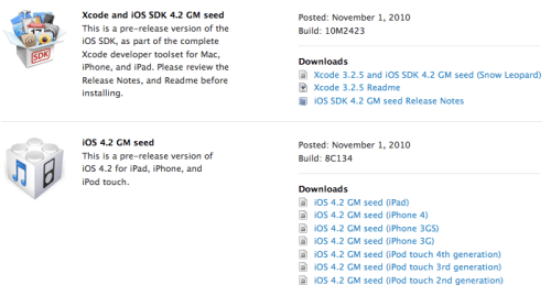 Apple Posts iOS 4.2 GM Seed for Developers [Update]