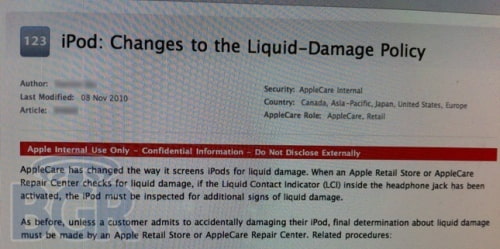 Apple Changes Internal Liquid-Damage Policy