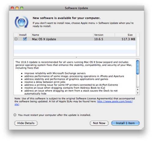Apple Releases Mac OS X 10.6.5