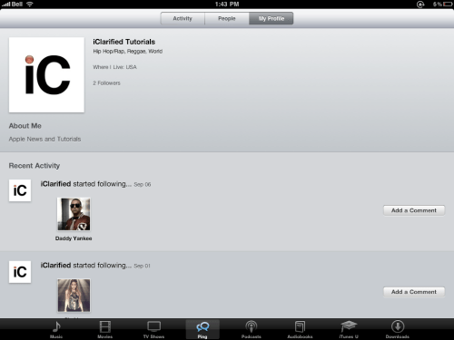 Ping Arrives on the iPad
