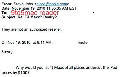 Steve Jobs Says TJ Maxx is &#039;Not an Authorized Reseller&#039;