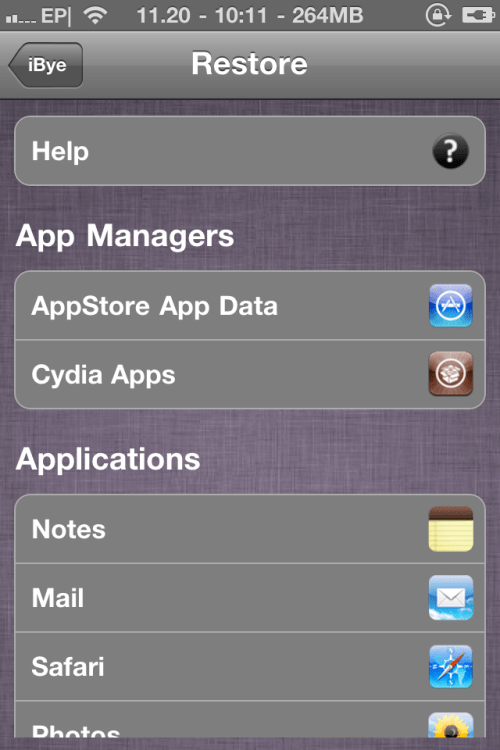 iBye Can Now Backup and Restore AppStore and Cydia App Data