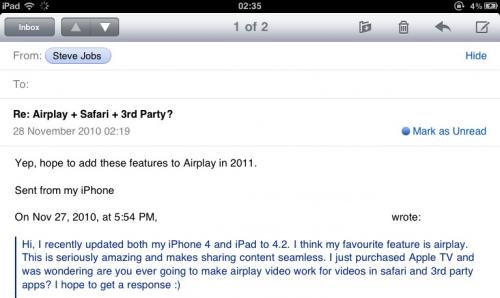 Steve Jobs Says Third Party AirPlay Support is Coming in 2011