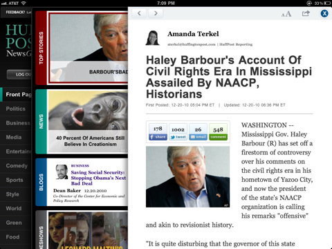 Huffington Post for iPad Gets Totally New Design