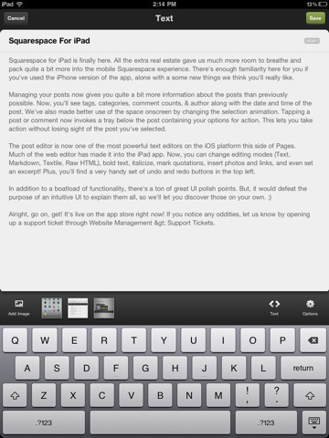 Squarespace Launches an App for the iPad